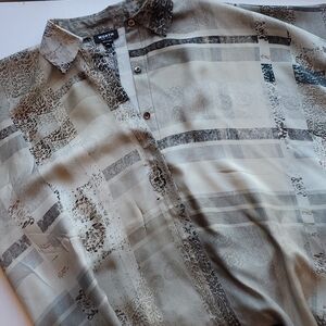 WORTH NY Silk Animal Print Oversized Button Up PS